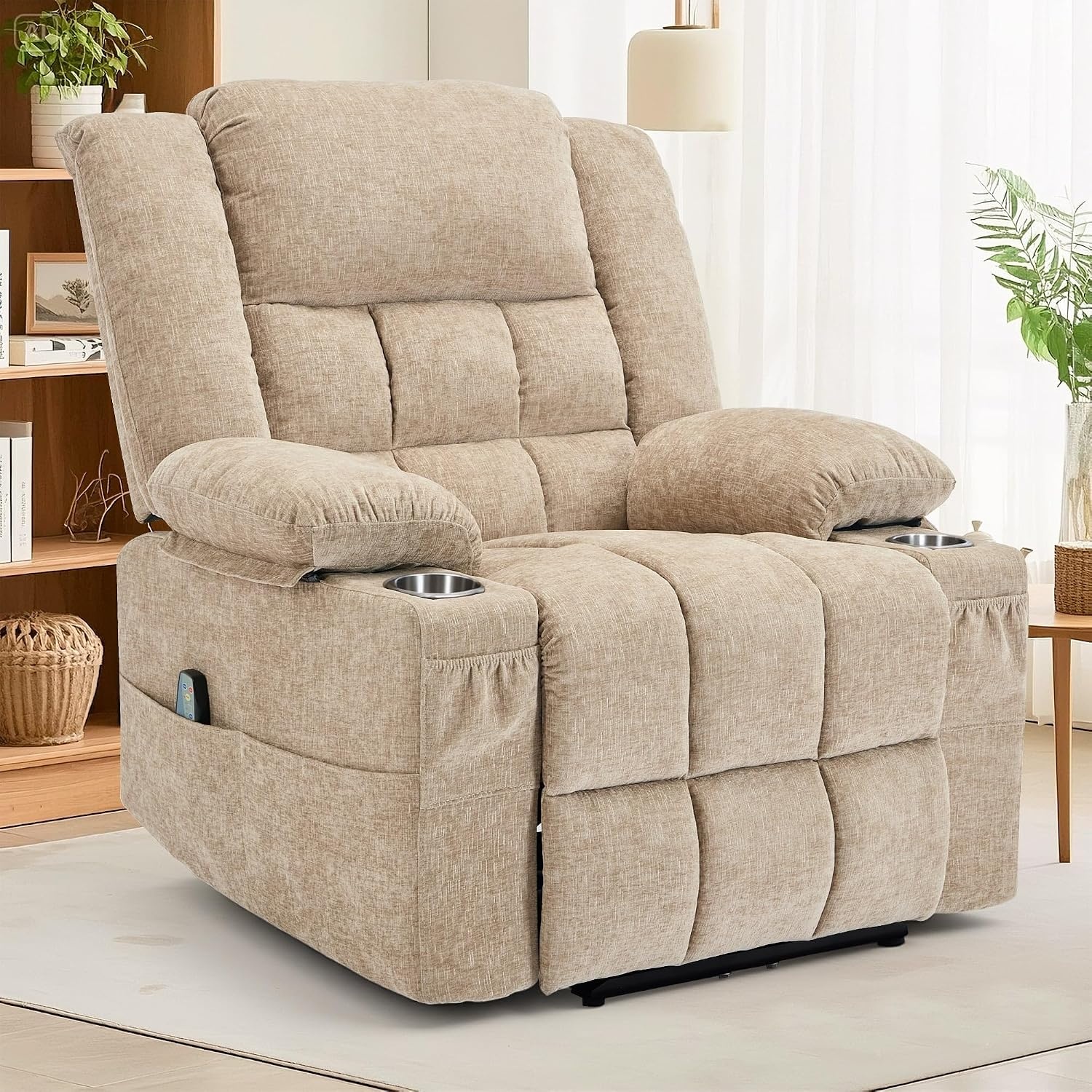 image:imageKorser Recliner Chair for Adults Wall Hugger RV Recliner with Massage and Heating ZeroGravity Recliners Electric Power Recliner Chair for Living Room Bedroom Home Theater Seating DarkgreyKhaki
