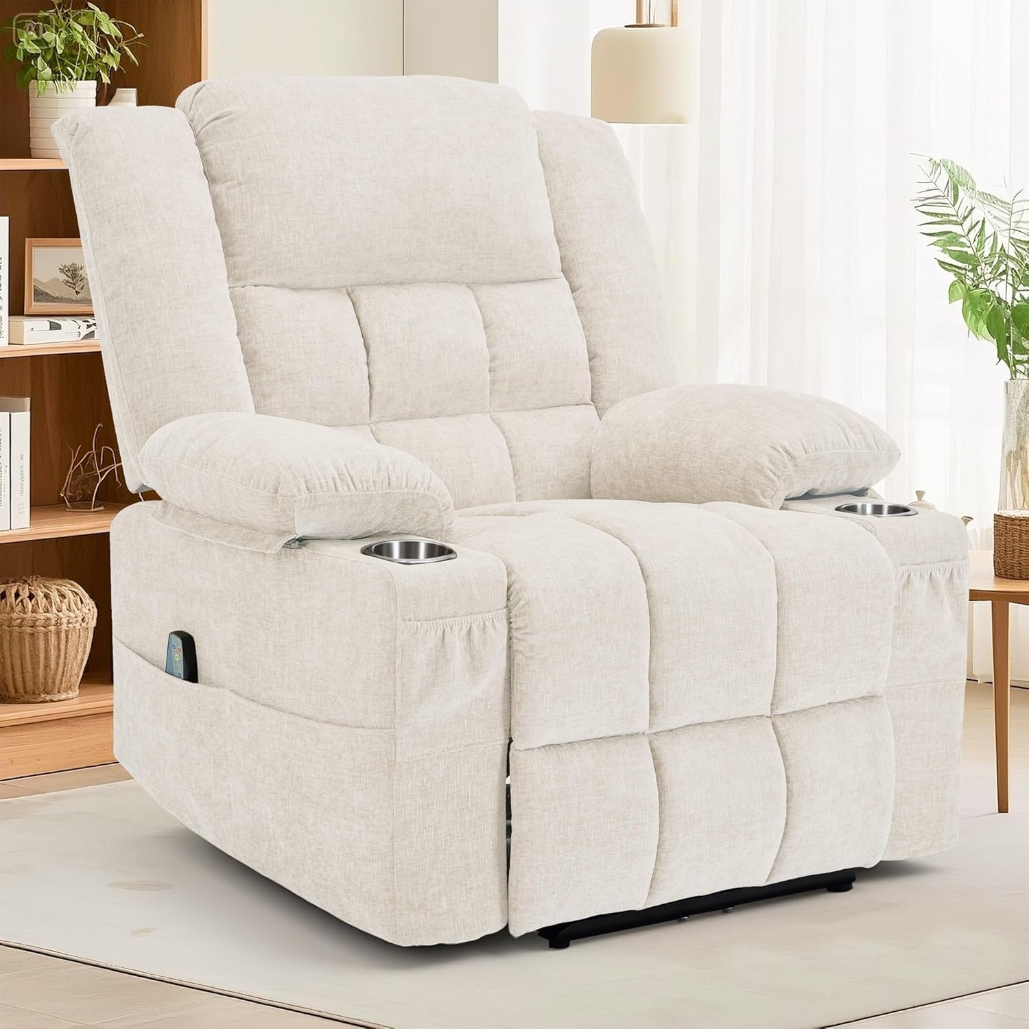 image:imageKorser Recliner Chair for Adults Wall Hugger RV Recliner with Massage and Heating ZeroGravity Recliners Electric Power Recliner Chair for Living Room Bedroom Home Theater Seating DarkgreyBeige