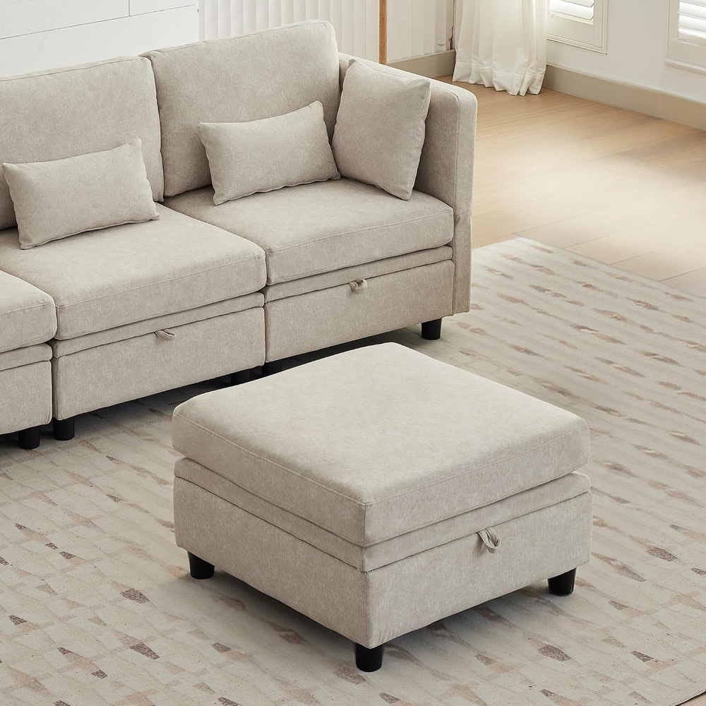 image:imageKorser 112 Modular Sectional Sofa with Storage Sectional Couches for Living Room Convertible Modular Sofa with Ottomans U Shaped Comfy Couch with Chaise Adjustable Backrest 6 Seats KhakiKhaki