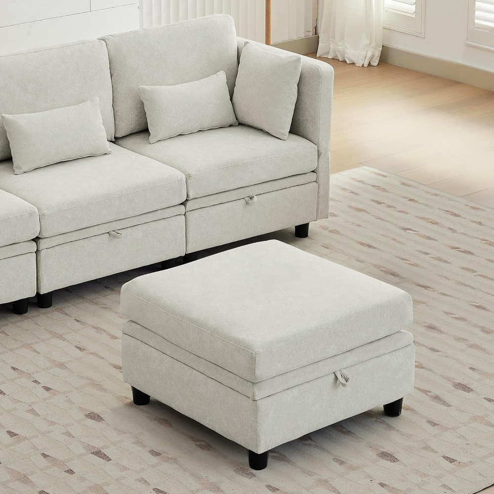 image:imageKorser 112 Modular Sectional Sofa with Storage Sectional Couches for Living Room Convertible Modular Sofa with Ottomans U Shaped Comfy Couch with Chaise Adjustable Backrest 6 Seats KhakiBeige