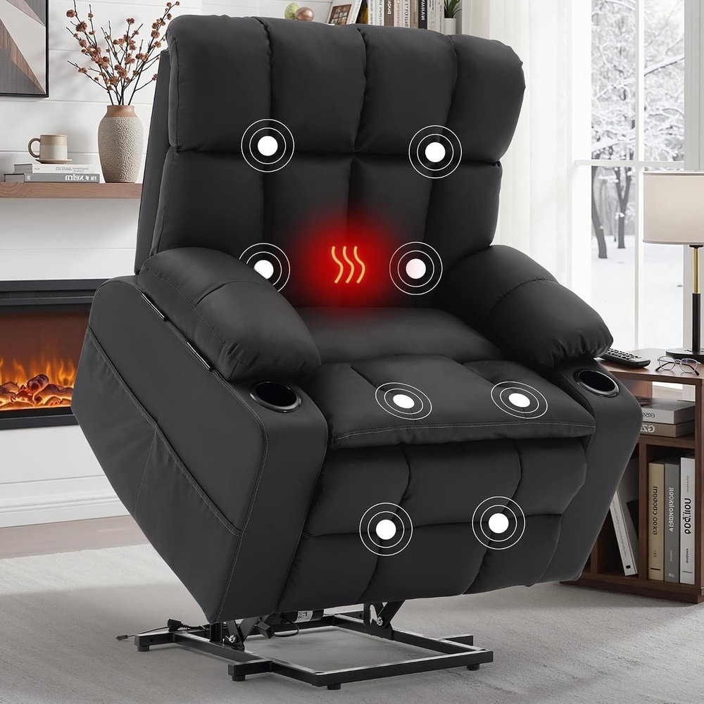 image:imageKorser Oversized Dual Motor Power Lift Recliner for Elderly with Massage and Heat Extra Wide Electric Recliner with Adjustable Headrest Lift Chair with Storebox Cupholder USB Ports Type C BlackBlack