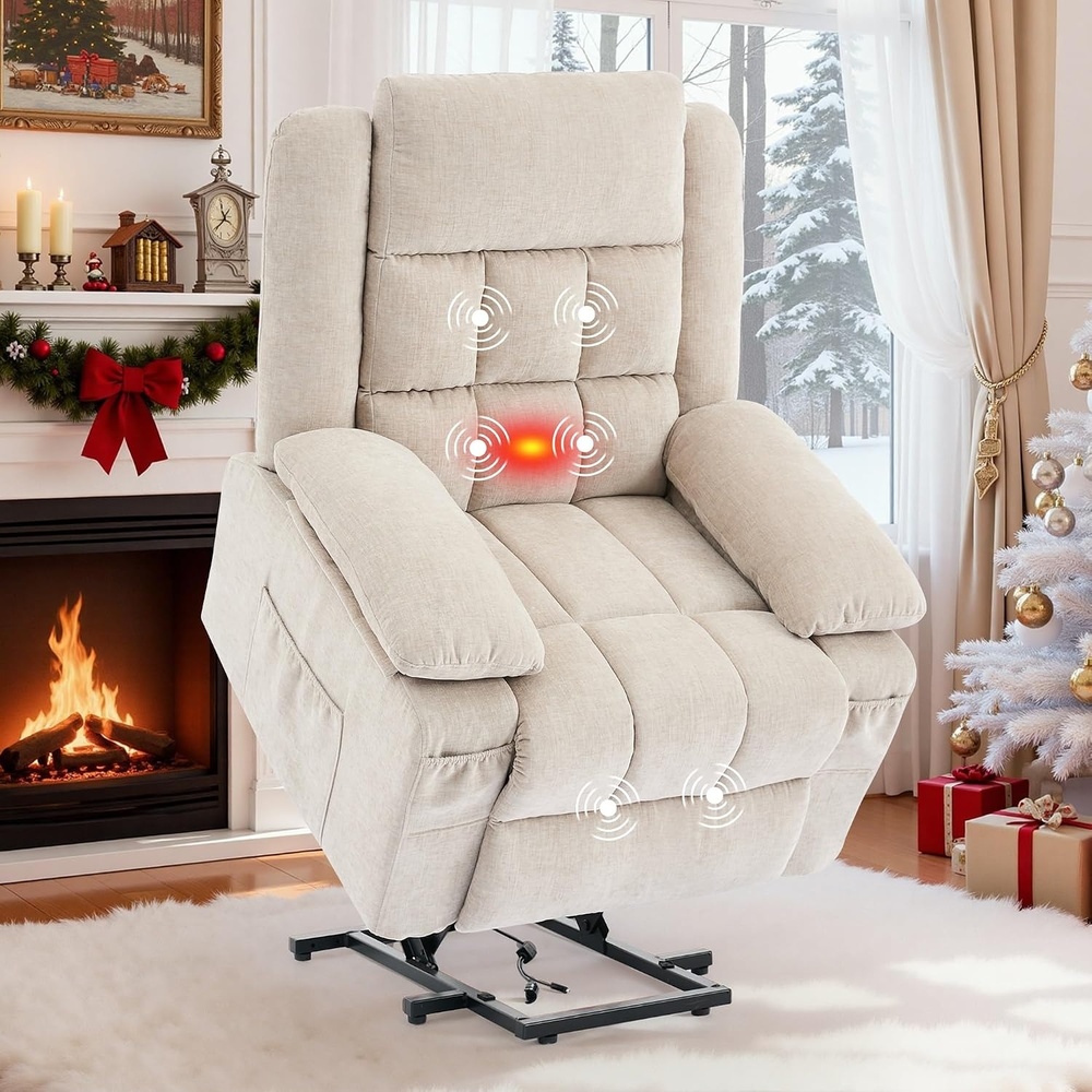 image:imageKorser Power Lift Recliner Chair Electric Lift Recliner for Elderly with Heat and Massage Recliner Single Sofa with Infinite Position Electric Lift Chair for Living Room Bedroom BlackKhaki