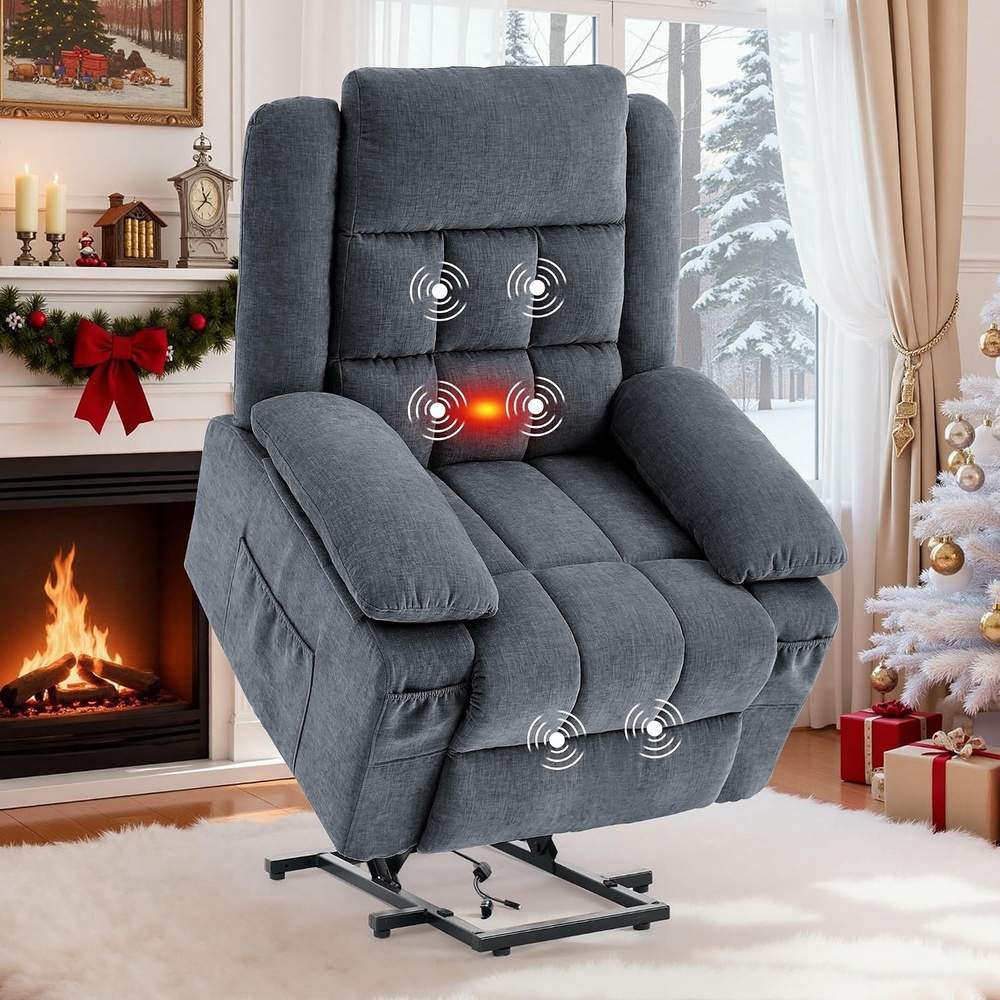 image:imageKorser Power Lift Recliner Chair Electric Lift Recliner for Elderly with Heat and Massage Recliner Single Sofa with Infinite Position Electric Lift Chair for Living Room Bedroom BlackDark Grey