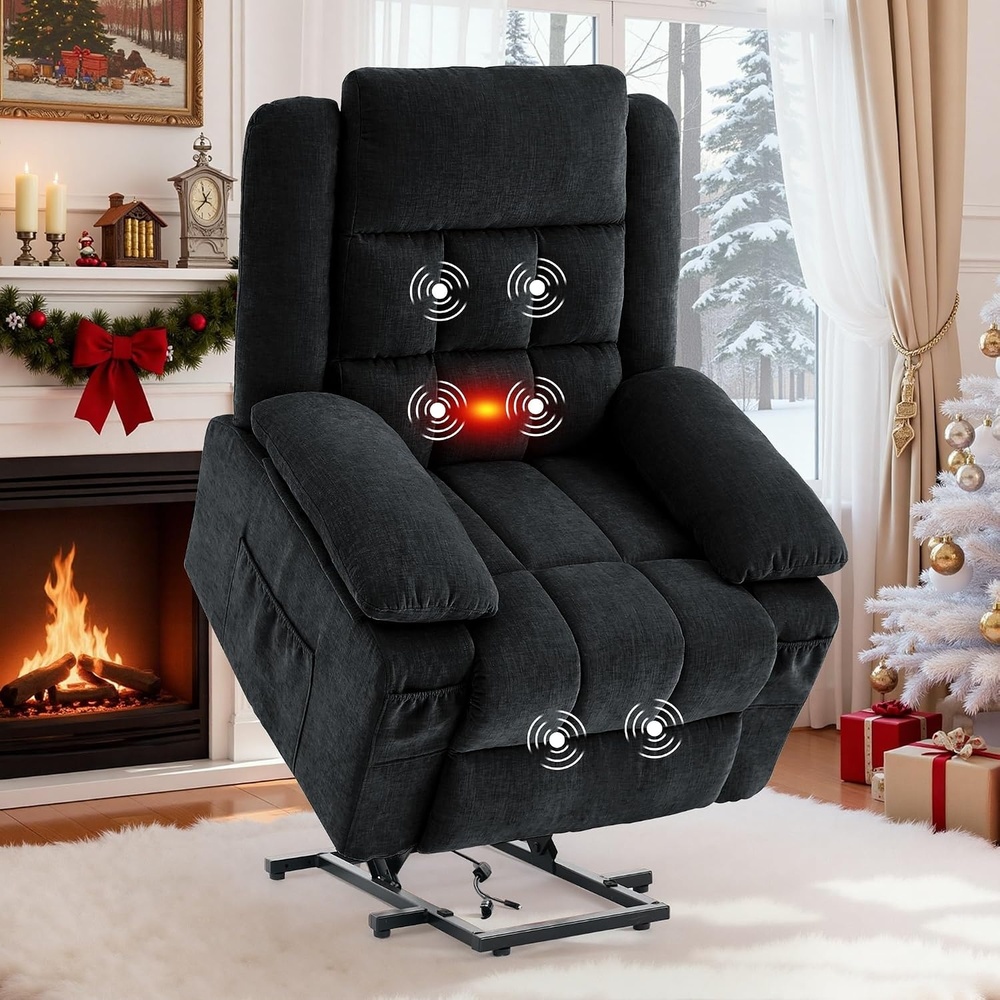 image:imageKorser Power Lift Recliner Chair Electric Lift Recliner for Elderly with Heat and Massage Recliner Single Sofa with Infinite Position Electric Lift Chair for Living Room Bedroom BlackBlack