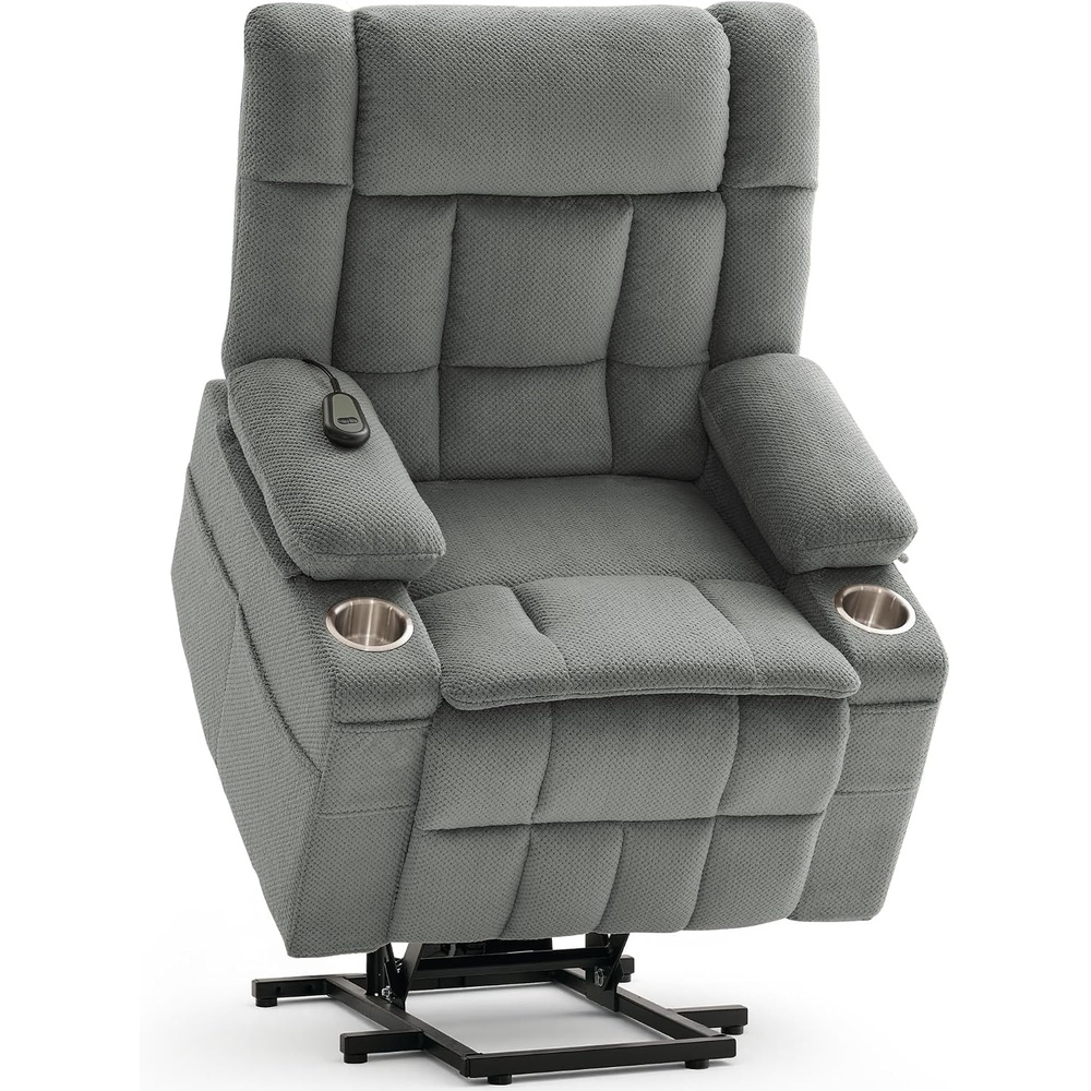 image:imageKorser Power Lift Recliner Chair with Massage and Heat for Elderly Electric Lift Recliner for Adults with 2 Cup Holders 2 Side and 2 Front Pockets Lift Chairs Recliners for Living Room KhakiLightgray