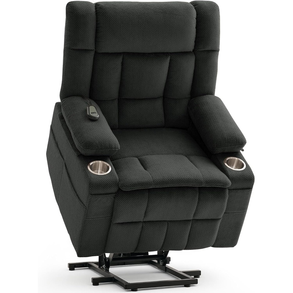 image:imageKorser Power Lift Recliner Chair with Massage and Heat for Elderly Electric Lift Recliner for Adults with 2 Cup Holders 2 Side and 2 Front Pockets Lift Chairs Recliners for Living Room KhakiDarkgray