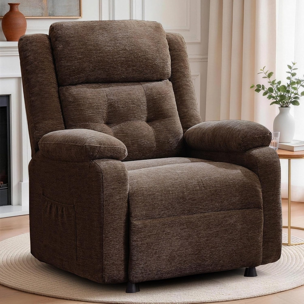 image:imageKorser Power Recliner Chair Living Room Chairs for Adults Oversized Electric Recliner with Side Pockets Chenille Fabric Reclining Chair for Living Room BedroomDarkbrown2