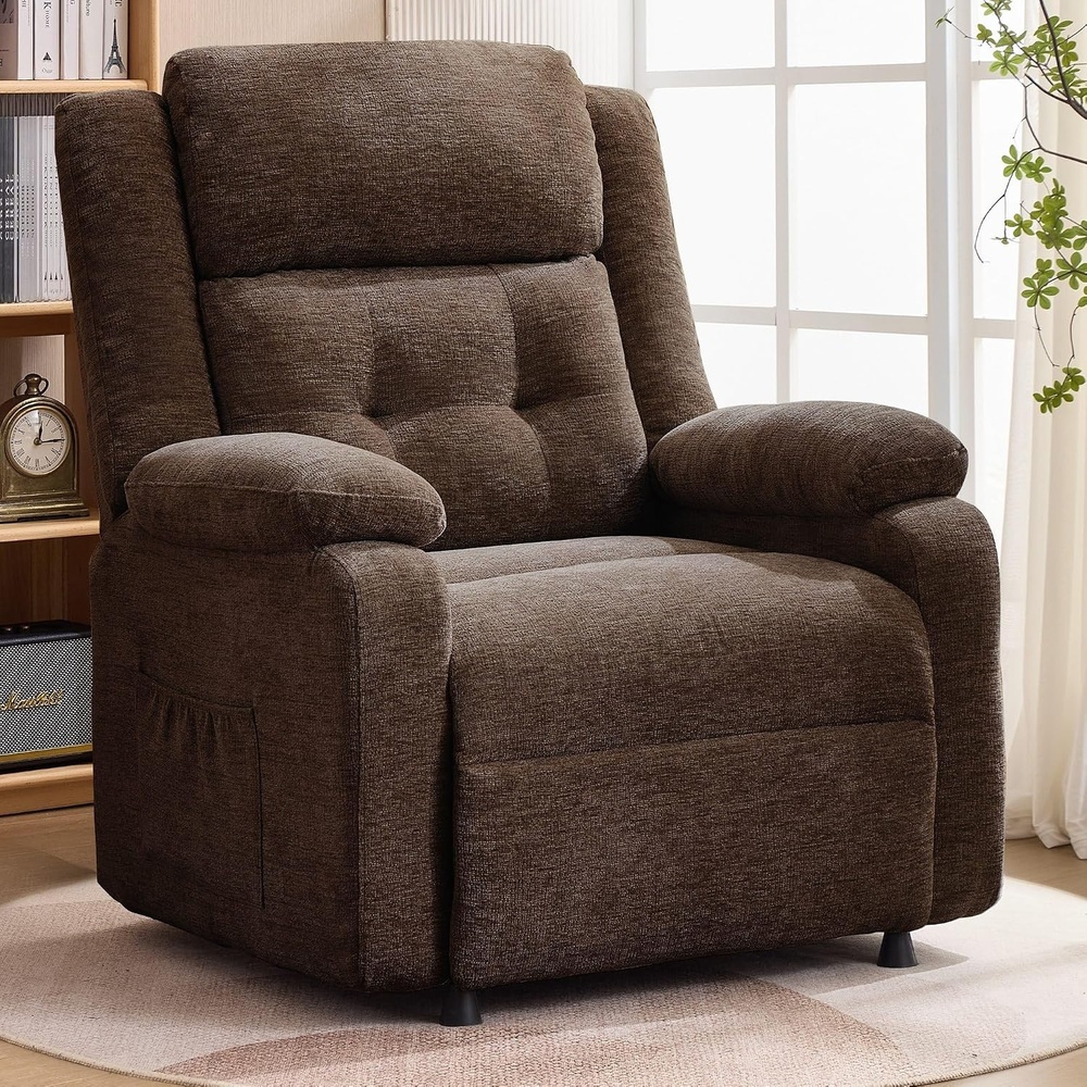 image:imageKorser Power Recliner Chair for Adults Oversized Electric Recliner with Thickened Cushions Chenille Fabric Reclining Chair for Living Room Bedroom GreyDarkbrown