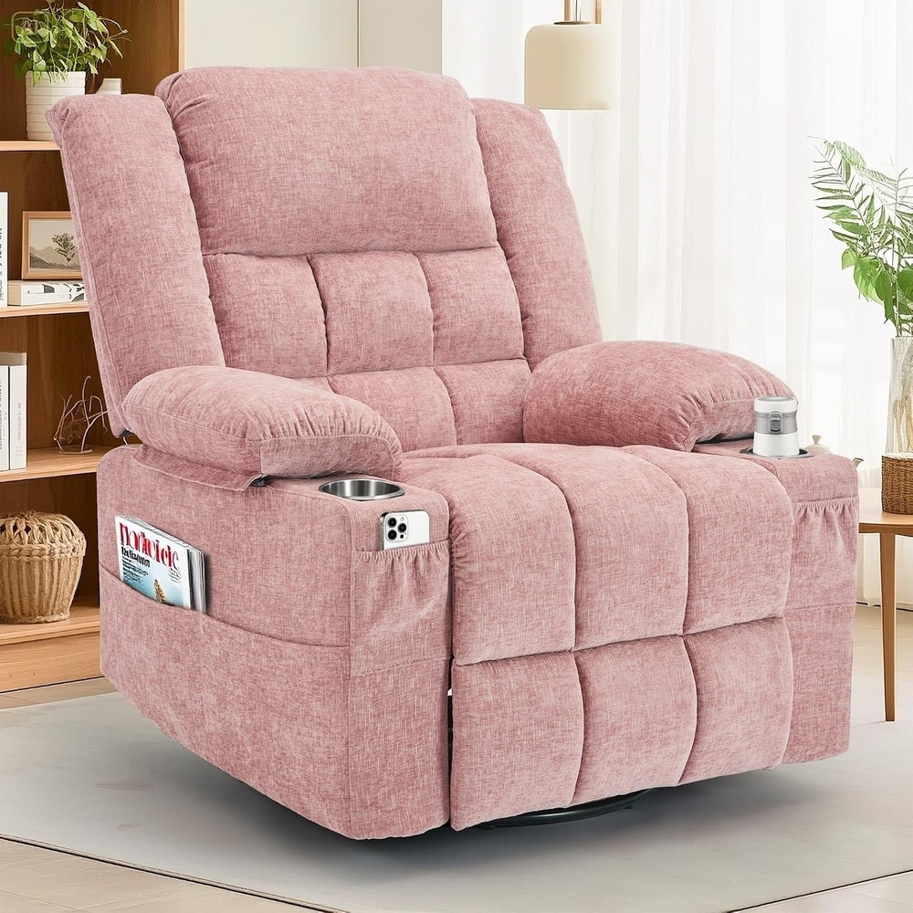image:imageKorser Recliner Chair for Adults Wall Hugger RV Recliner with Massage and Heating ZeroGravity Recliners Electric Power Recliner Chair for Living Room Bedroom Home Theater Seating DarkgreyPink