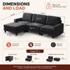 Korser 103″ Modular L Shaped Sectional Sofa with Movable Ottoman, 4-Seat Chenille Deep Seat Sofa, Convertible Cloud Couch for Living Room, Bedroom and Apartment, Beige(Black)