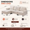Korser 103″ Modular L Shaped Sectional Sofa with Movable Ottoman, 4-Seat Chenille Deep Seat Sofa, Convertible Cloud Couch for Living Room, Bedroom and Apartment, Beige(Beige)