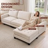 Korser 103″ Modular L Shaped Sectional Sofa with Movable Ottoman, 4-Seat Chenille Deep Seat Sofa, Convertible Cloud Couch for Living Room, Bedroom and Apartment, Beige(Beige)