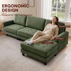 Korser 103″ Modular L Shaped Sectional Sofa with Movable Ottoman, 4-Seat Chenille Deep Seat Sofa, Convertible Cloud Couch for Living Room, Bedroom and Apartment, Beige(Green)