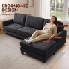 Korser 103″ Modular L Shaped Sectional Sofa with Movable Ottoman, 4-Seat Chenille Deep Seat Sofa, Convertible Cloud Couch for Living Room, Bedroom and Apartment, Beige(Black)