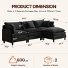 Korser 105″ L-Shaped Modular Sectional Sofa, 3-Seater Cloud Couch with 1 Movable Ottoman, Modern Chenille Sofa Set with Removable Washable Pillows for Living Room, Bedroom, Apartment(Black)