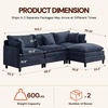 Korser 105″ L-Shaped Modular Sectional Sofa, 3-Seater Cloud Couch with 1 Movable Ottoman, Modern Chenille Sofa Set with Removable Washable Pillows for Living Room, Bedroom, Apartment(Blue)