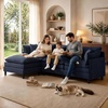 Korser 105″ L-Shaped Modular Sectional Sofa, 3-Seater Cloud Couch with 1 Movable Ottoman, Modern Chenille Sofa Set with Removable Washable Pillows for Living Room, Bedroom, Apartment(Blue)