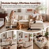 Korser 105″ L-Shaped Modular Sectional Sofa, 3-Seater Cloud Couch with 1 Movable Ottoman, Modern Chenille Sofa Set with Removable Washable Pillows for Living Room, Bedroom, Apartment(Beige)
