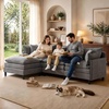 Korser 105″ L-Shaped Modular Sectional Sofa, 3-Seater Cloud Couch with 1 Movable Ottoman, Modern Chenille Sofa Set with Removable Washable Pillows for Living Room, Bedroom, Apartment(Grey)