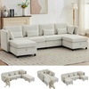 Korser 112″ Modular Sectional Sofa with Storage, Sectional Couches for Living Room, Convertible Modular Sofa with Ottomans, U Shaped Comfy Couch with Chaise, Adjustable Backrest, 6 Seats, Khaki(Beige)