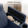 Korser 55.5” 3-in-1 Convertible Sofa Bed, Pull Out Couch with 5-Position Adjustable Backrest, Loveseat Sleeper Sofa for Small Spaces, Sofa Couch with Cup Holders for Living Room, Office, Chenille(Dark Blue)