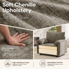 Korser Oversized Accent Chair, 39.3″ Wide Arm Chairs for Living Room & Bedroom, Modern Lounge Chair, Upholstered Mid-Century Reading Chair, Comfy Living Room Chair, Single Sofa Chair, Chenille, Beige(Brown-1)