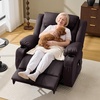 Korser Oversized Power Lift Recliner Chair with Massage and Heat for Elderly, 26″ Overstuffed Wide Electric Recliner with 2 Side Pockets, Cup Holders, Lift Chair for Living Room, Faux Leather, Brown(Luxury Brown)