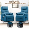 Korser Power Recliner Chair for Adults, Recliner for Small Spaces with Rollers, Electric Chair with Massage and Heat, USB and Type-C Charge Port, Fabric Recliner Chair for Living Room, Bedroom(Blue)