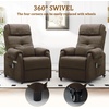 Korser Power Recliner Chair for Adults, Recliner for Small Spaces with Rollers, Electric Chair with Massage and Heat, USB and Type-C Charge Port, Fabric Recliner Chair for Living Room, Bedroom(Brown)