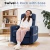Korser Power Recliner Chair for Adults, Swivel Rocker Recliner with USB Ports, Nursery Rocking Chairs with Side Pockets, Electric Recliner Nursery Glider for Living Room & Nursery, Linen Fabric, Beige(Blue)