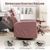 Korser Power Recliner Chair for Adults, Swivel Rocker Recliner with USB Ports, Nursery Rocking Chairs with Side Pockets, Electric Recliner Nursery Glider for Living Room & Nursery, Linen Fabric, Beige(Deep Pink)