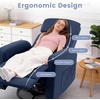 Korser Power Recliner Chair for Adults, Swivel Rocker Recliner with USB Ports, Nursery Rocking Chairs with Side Pockets, Electric Recliner Nursery Glider for Living Room & Nursery, Linen Fabric, Beige(Blue)