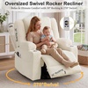 Korser Power Swivel Rocker Recliner with Dual Motor Adjustable Headrest for Adults, Oversized 24″ Wide Seat Glider Rocking Chair with Massage & Heat, Corduroy Electric Recliner with USB&Type-C, Beige(Elegant Beige)