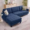 Korser 103″ Modular L Shaped Sectional Sofa with Movable Ottoman, 4-Seat Chenille Deep Seat Sofa, Convertible Cloud Couch for Living Room, Bedroom and Apartment, Beige(Blue)