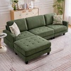 Korser 103″ Modular L Shaped Sectional Sofa with Movable Ottoman, 4-Seat Chenille Deep Seat Sofa, Convertible Cloud Couch for Living Room, Bedroom and Apartment, Beige(Green)