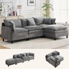 Korser 105″ L-Shaped Modular Sectional Sofa, 3-Seater Cloud Couch with 1 Movable Ottoman, Modern Chenille Sofa Set with Removable Washable Pillows for Living Room, Bedroom, Apartment(Grey)