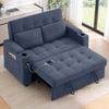 Korser 55.5” 3-in-1 Convertible Sofa Bed, Pull Out Couch with 5-Position Adjustable Backrest, Loveseat Sleeper Sofa for Small Spaces, Sofa Couch with Cup Holders for Living Room, Office, Chenille(Dark Blue)
