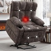 Korser Oversized Dual Motor Power Lift Recliner for Elderly with Massage and Heat, Extra Wide Electric Recliner with Adjustable Headrest, Lift Chair with Storebox Cupholder, USB Ports, Type C, Black(Brown)