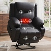 Korser Oversized Power Lift Recliner Chair with Massage and Heat for Elderly, 26″ Overstuffed Wide Electric Recliner with 2 Side Pockets, Cup Holders, Lift Chair for Living Room, Faux Leather, Brown(Classic Black)