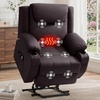 Korser Oversized Power Lift Recliner Chair with Massage and Heat for Elderly, 26″ Overstuffed Wide Electric Recliner with 2 Side Pockets, Cup Holders, Lift Chair for Living Room, Faux Leather, Brown(Luxury Brown)