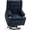 Korser Power Lift Recliner Chair with Massage and Heat for Elderly, Electric Lift Recliner for Adults with 2 Cup Holders, 2 Side and 2 Front Pockets, Lift Chairs Recliners for Living Room, Khaki(Blue)