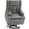 Korser Power Lift Recliner Chair with Massage and Heat for Elderly, Electric Lift Recliner for Adults with 2 Cup Holders, 2 Side and 2 Front Pockets, Lift Chairs Recliners for Living Room, Khaki(Lightgray)