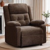 Korser Power Recliner Chair, Living Room Chairs for Adults, Oversized Electric Recliner with Side Pockets, Chenille Fabric Reclining Chair for Living Room, Bedroom(Darkbrown-2)