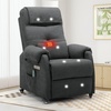 Korser Power Recliner Chair for Adults, Recliner for Small Spaces with Rollers, Electric Chair with Massage and Heat, USB and Type-C Charge Port, Fabric Recliner Chair for Living Room, Bedroom(Dark Grey)