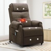 Korser Power Recliner Chair for Adults, Recliner for Small Spaces with Rollers, Electric Chair with Massage and Heat, USB and Type-C Charge Port, Fabric Recliner Chair for Living Room, Bedroom(Brown)