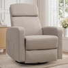 Korser Power Recliner Chair for Adults, Swivel Rocker Recliner with USB Ports, Nursery Rocking Chairs with Side Pockets, Electric Recliner Nursery Glider for Living Room & Nursery, Linen Fabric, Beige(Khaki)