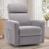 Korser Power Recliner Chair for Adults, Swivel Rocker Recliner with USB Ports, Nursery Rocking Chairs with Side Pockets, Electric Recliner Nursery Glider for Living Room & Nursery, Linen Fabric, Beige(Purple Grey)