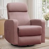 Korser Power Recliner Chair for Adults, Swivel Rocker Recliner with USB Ports, Nursery Rocking Chairs with Side Pockets, Electric Recliner Nursery Glider for Living Room & Nursery, Linen Fabric, Beige(Deep Pink)