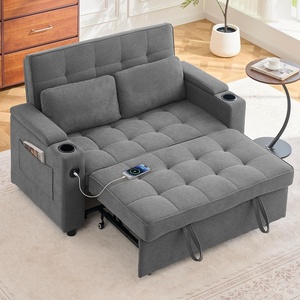 Korser 55.5” 3-in-1 Convertible Sofa Bed, Pull Out Couch with 5-Position Adjustable Backrest, Loveseat Sleeper Sofa for Small Spaces, Sofa Couch with Cup Holders for Living Room, Office, Chenille(Dark Grey)