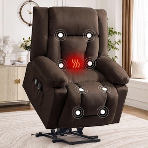 Korser Dual Motor Power Lift Recliner Chair for Elderly with Massage and Heat, Oversized Electric Recliner with Side Pockets, Living Room, Waffle, Grey(Brown)